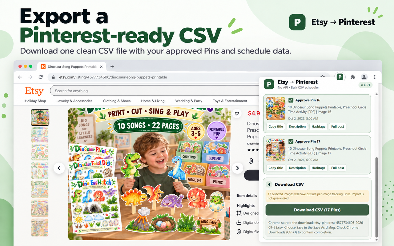 Export a Pinterest-ready CSV